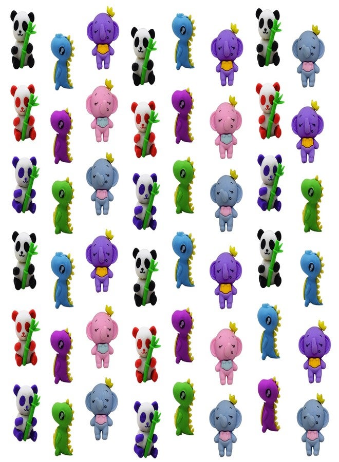 Asera Jungle Theme Animal Erasers for Kids - Kids Birthday Return Gifts Pinata Fillers (48 Pcs) - Image 1